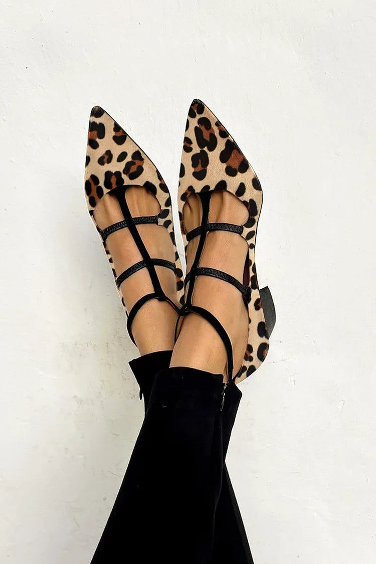 Ludovica™ | Animal print ballet flats with fine straps