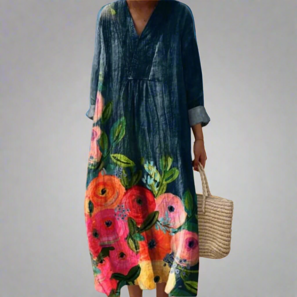 Poppy™ | Watercolour Flowers Cotton Maxi Dress