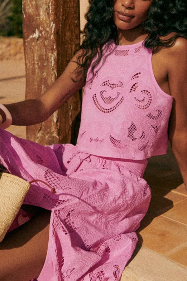 Meghan | Pink Bohemian Lace Set