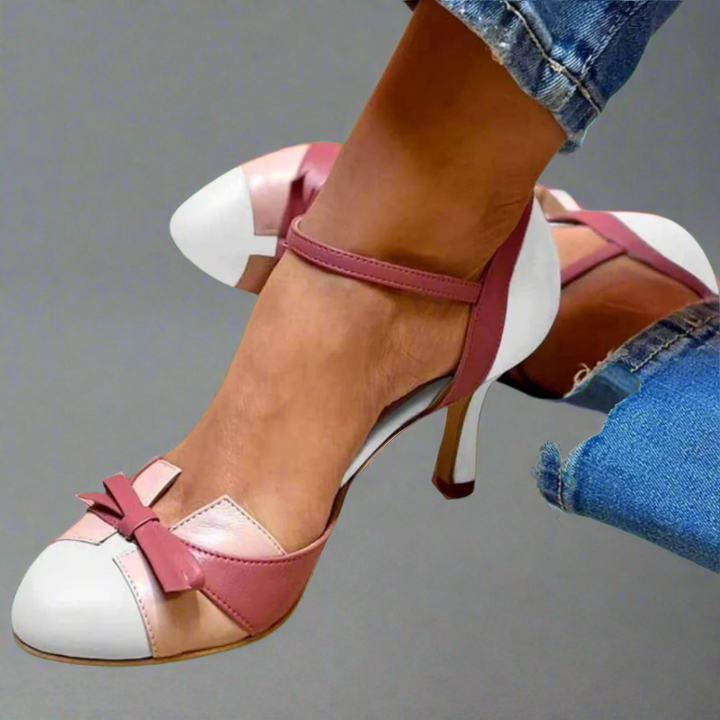Bellarosa | Colourful sandals with bow and strap, round toe
