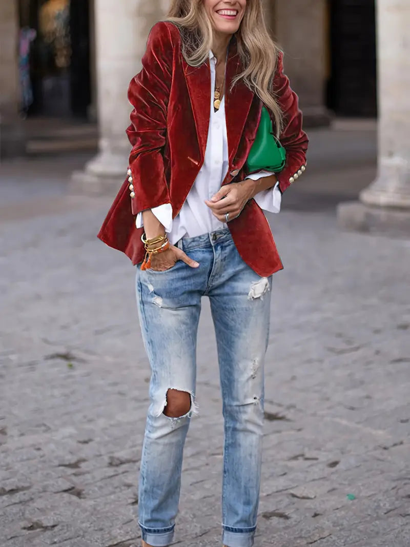 Isla | Elegant Velvet Blazer
