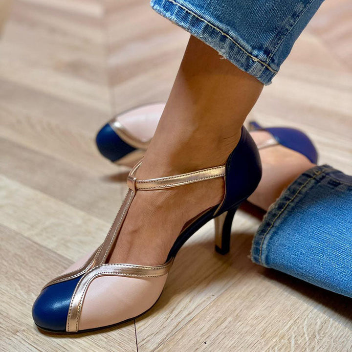 Alessia™ | Colourful and Comfortable T-strap Heels with Round Toes