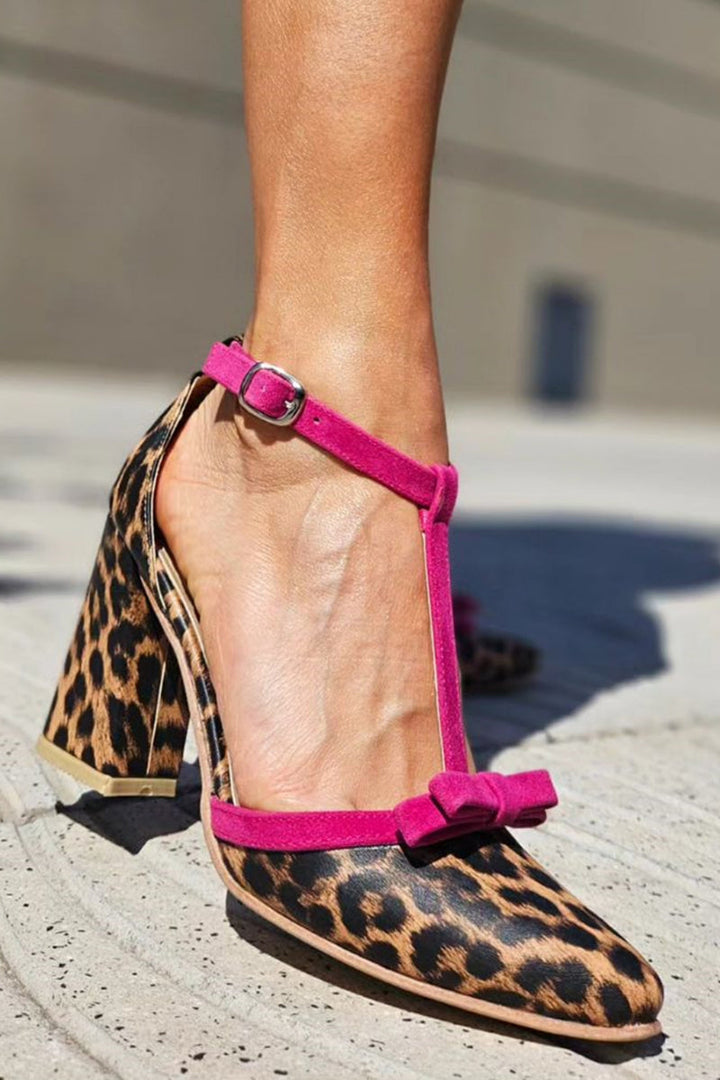 Leontina | Green Leopard Print Sandals with Colour Accent