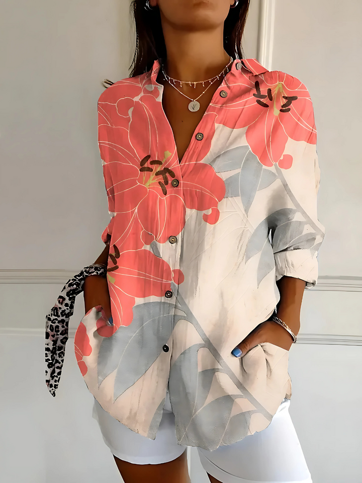 Viviana | Floral Wave Cotton Blouse