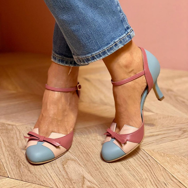 Bellarosa | Colourful sandals with bow and strap, round toe