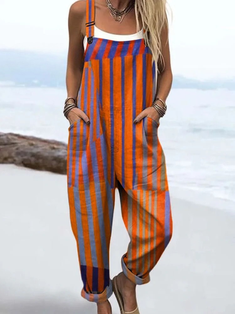 Beryl | Contrast Striped Dungarees