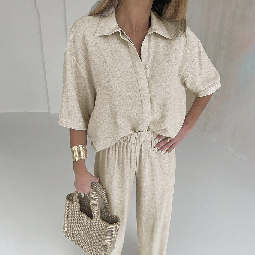 LATIFA™ - Classic Long-Sleeved High Waist Wide Leg Pants Set