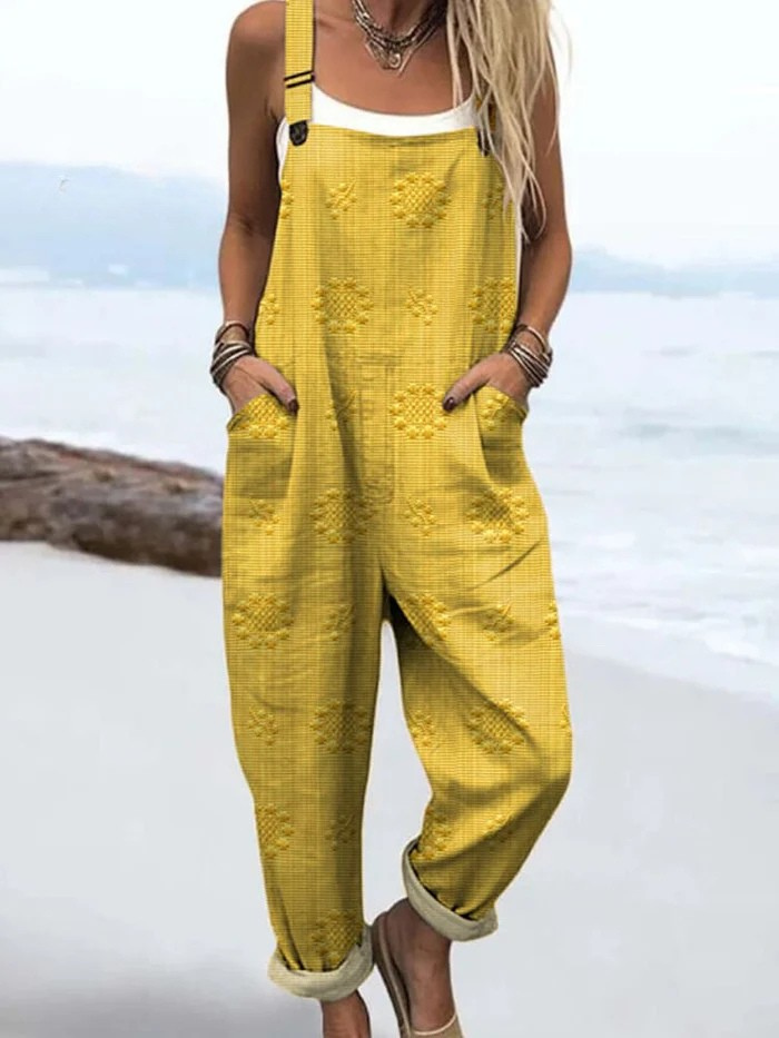 Petra | Floral Dungarees with Polka Dots