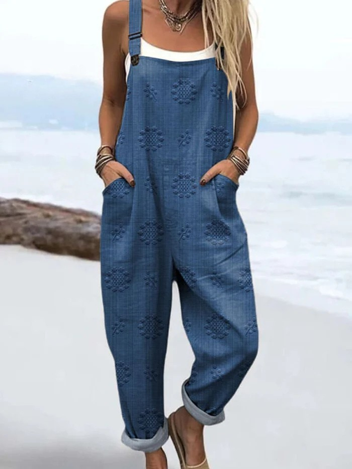 Petra | Floral Dungarees with Polka Dots