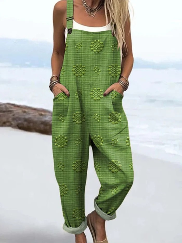 Petra | Floral Dungarees with Polka Dots