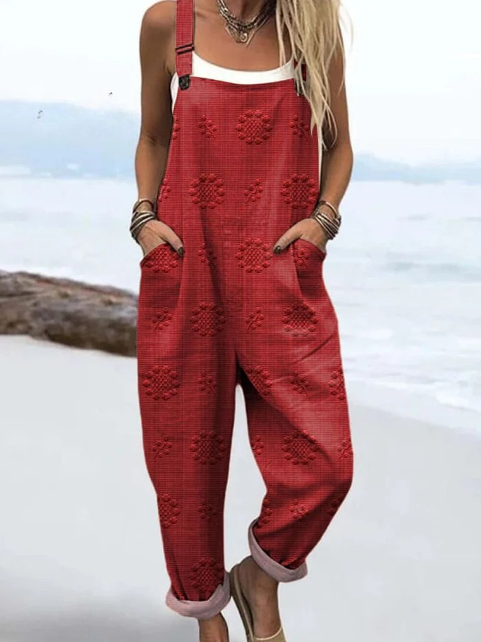 Petra | Floral Dungarees with Polka Dots