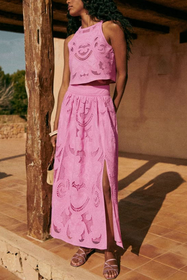 Meghan | Pink Bohemian Lace Set